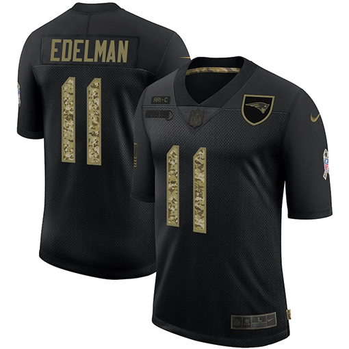 Men's New England Patriots #11 Julian Edelman 2020 Black Camo Salute To Service Limited Stitched Jersey